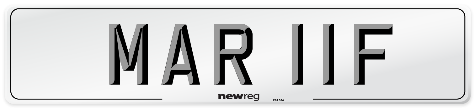 MAR 11F Number Plate from New Reg